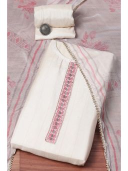 Biba - Off White Muslin Printed Unstitched Suit (Set of 3)