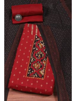 Biba - Red Cotton Embroidery Unstitched Suit (Set of 3)
