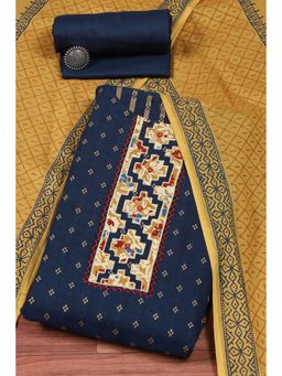 Biba - Navy Blue Cotton Embroidery Unstitched Suit (Set of 3)