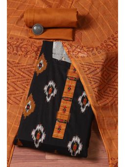 Biba - Black Mustard Cotton Printed Unstitched Suit (Set of 3)