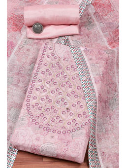 Biba - Pink Linen Embroidery Unstitched Suit (Set of 3)