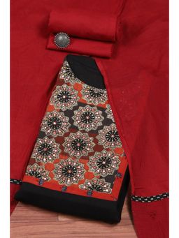 Biba - Black Red Cotton Embellished Unstitched Suit (Set of 3)