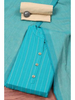 Biba - Blue Cotton Stripes Unstitched Suit (Set of 3)