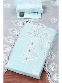 Biba - Light Blue Organza Embroidery Unstitched Suit (Set of 3)