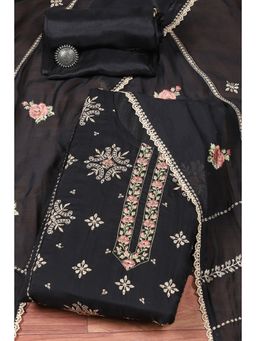 Biba - Black Organza Embroidery Unstitched Suit (Set of 3)