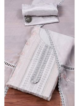 Biba - Grey Organza Embroidery Unstitched Suit (Set of 3)