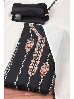 Biba - Black Organza Embroidery Unstitched Suit (Set of 3)