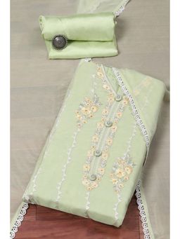 Biba - Light Green Organza Embroidery Unstitched Suit (Set of 3)