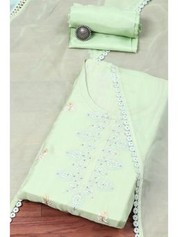 Biba - Green Organza Embroidery Unstitched Suit (Set of 3)