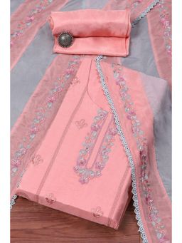 Biba - Peach Organza Embroidery Unstitched Suit (Set of 3)
