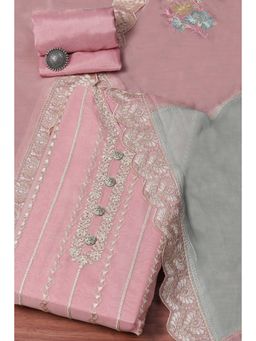 Biba - Pastel Pink Organza Embroidery Unstitched Suit (Set of 3)