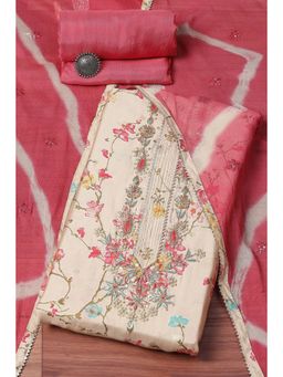 Biba - Beige Silk Blend Embellished Unstitched Suit (Set of 3)