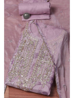 Biba - Purple Cotton Embellished Unstitched Suit (Set of 3)