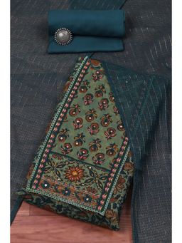 Biba - Teal Cotton Embroidery Unstitched Suit (Set of 3)