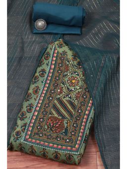 Biba - Teal Cotton Embroidery Unstitched Suit (Set of 3)