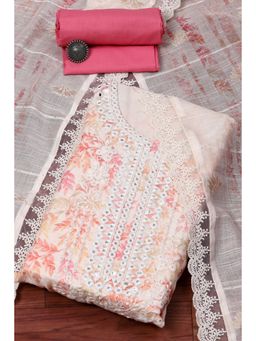 Biba - Beige Pink Linen Embroidery Unstitched Suit (Set of 3)
