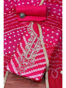 Biba - Fuchsia Viscose Silk Embellished Unstitched Suit (Set of 3)