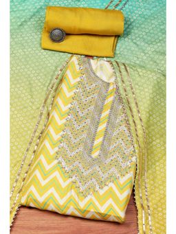 Biba - Mustard Muslin Embroidery Unstitched Suit (Set of 3)