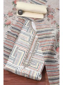 Biba - Beige Linen Embellished Unstitched Suit (Set of 3)