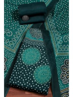 Biba - Teal Silk Blend Printed Unstitched Suit (Set of 3)