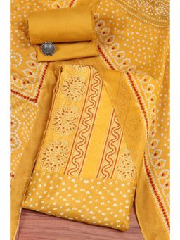 Biba - Yellow Silk Blend Printed Unstitched Suit (Set of 3)