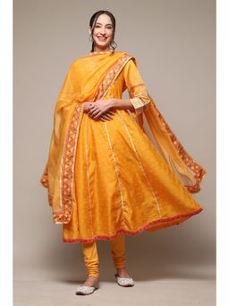 Biba - Mango Poly Cotton Embroidery Calf Kurta (Set of 3)