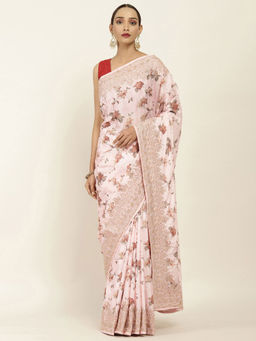 Soch - Embellished Chiffon Saree with Unstitched Blouse