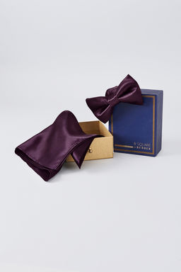 Bubber Couture - Plum Bowtie and Pocket Square Set (Set of 2)