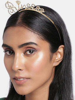Accessher - Princess Embellished Crown Gold Hair Band