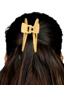 Accessher - Brown Acrylic Material Stone Butterfly Clip for Women