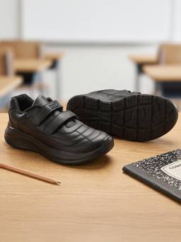 LIBERTY - Leap7X Babytrek-E Black School Non Lacing Uniform Shoes for Kids