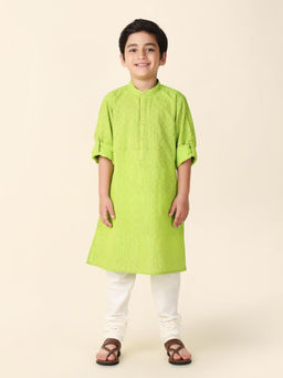 Fabindia - Green Cotton Printed Long Kurta
