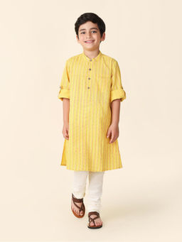 Fabindia - Yellow Cotton Printed Long Kurta