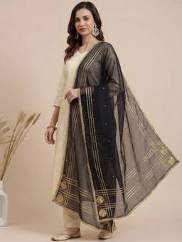 Clora Creation - Black Embellished Organza Dupatta