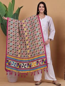Clora Creation - Ethnic Motif Printed Magenta Silk Blend Dupatta