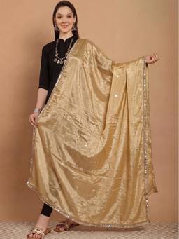 Clora Creation - Fawn Mirror Work Silk Blend Dupatta