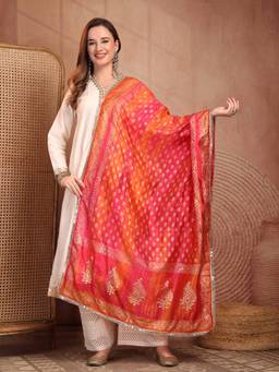 Clora Creation - Multicolor Embroidered Silk Blend Dupatta