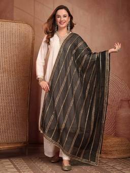 Clora Creation - Black Gotta Work Organza Dupatta