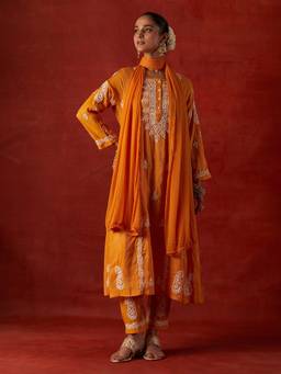 House of Chikankari - Women Green Chikankari Kurta With Pant And Dupatta