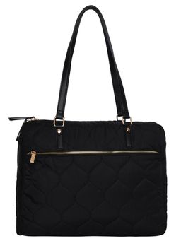 Accessorize London - Womens Faux Leather Black Emmie Quilted Weekender Bag