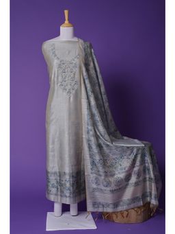 Zari Jaipur - Light Green Embroidery Unstitched Dress Material (Set of 3)