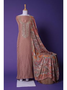 Zari Jaipur - Light Pink Embroidery Unstitched Dress Material (Set of 3)