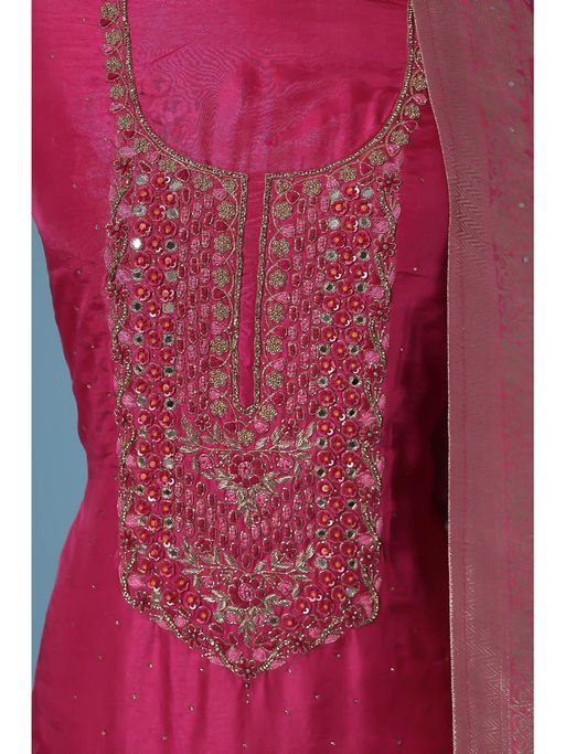 open lace back dress Deep Pink Silk Duchess Satin Fabric by The Yard main image 1