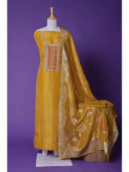 Zari Jaipur - Gold Embroidery Unstitched Dress Material (Set of 3)