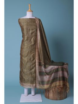 Zari Jaipur - Gold Embroidery Unstitched Dress Material (Set of 3)