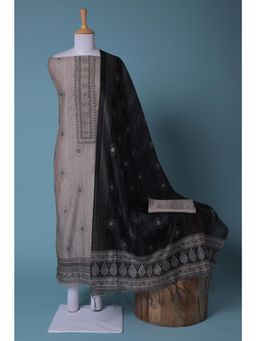 Zari Jaipur - Grey Embroidery Unstitched Dress Material (Set of 3)