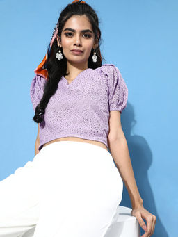 Style Quotient - Mauve Self Design Top