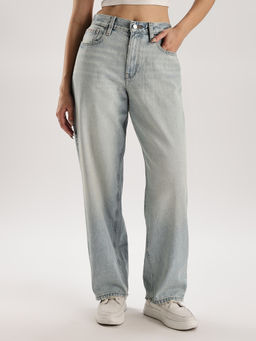 Calvin Klein - Heavy-Wash Loose-Fit High Rise Blue Jeans