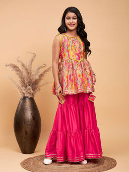 Stylo Bug - Girls Cotton Kurti with Sharara - Multi Color (Set of 2)