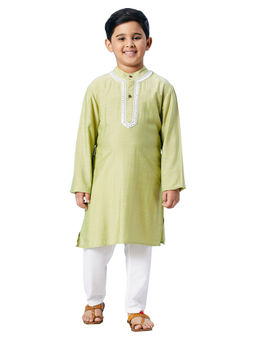 Stylo Bug - Boys Full Length Solid Kurta - Green (Set of 2)